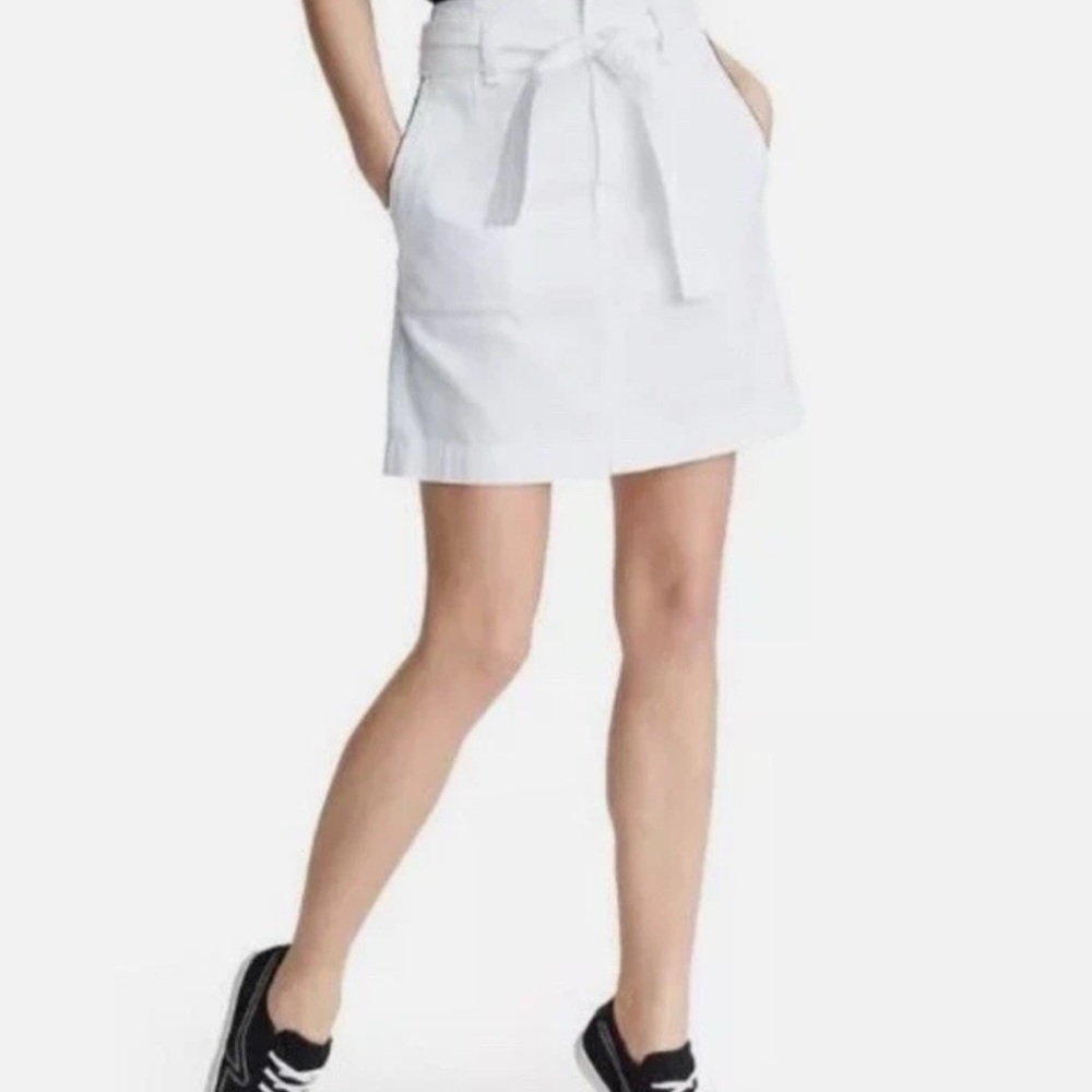 Rag & bone Super High-Rise White Denim Skirt with Tie Waist size 25